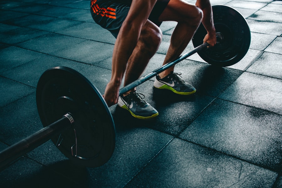 Athlete training with battle ropes